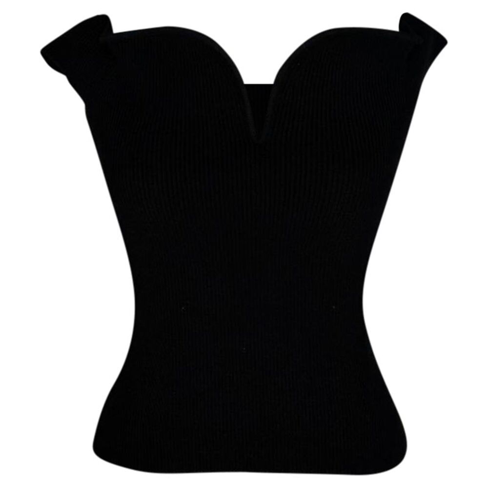 Galvan London Sweetheart Neckline Top in Black Viscose